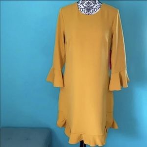 NWT Betsey Johnson Mustard Flirty Lined Dress 6